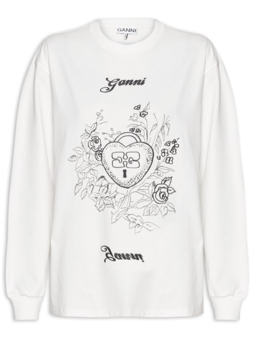 Camiseta Feminina Re-Cut Heavy Jersey Charm Long Sleeve - Branco Camiseta Feminina Re-Cut Heavy Jersey Charm Long Sleeve - Branco