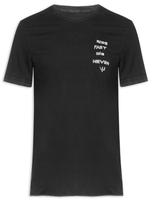 Camiseta Masculina Manga Curta Gola Careca Double Face Ride Fast - Preto Camiseta Masculina Manga Curta Gola Careca Double Face Ride Fast - Preto