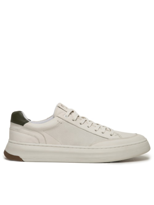 Tênis Masculino Em Couro Com Detalhes - Off White Tênis Masculino Em Couro Com Detalhes - Off White