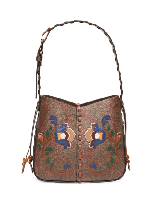 Bolsa Feminina Crossbody Vulcano Threading Arnica And Patch - Marrom