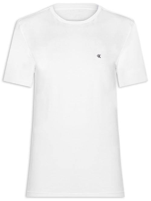 Camiseta Masculina Manga Curta Bordado - Branco Camiseta Masculina Manga Curta Bordado - Branco