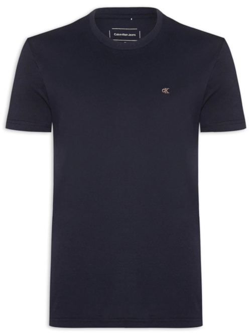 Camiseta Masculina Manga Curta Bordado - Azul Camiseta Masculina Manga Curta Bordado - Azul