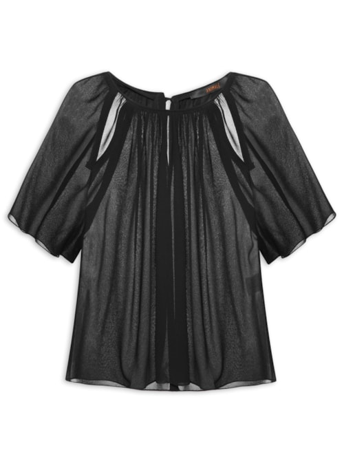 Blusa Feminina Franzida Vivos - Preto Blusa Feminina Franzida Vivos - Preto