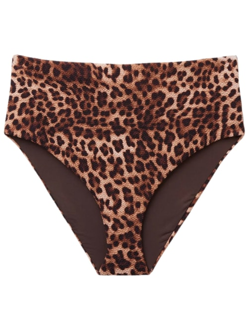 Calcinha De Biquíni Cintura Alta Classic Animal Print - Marrom Calcinha De Biquíni Cintura Alta Classic Animal Print - Marrom