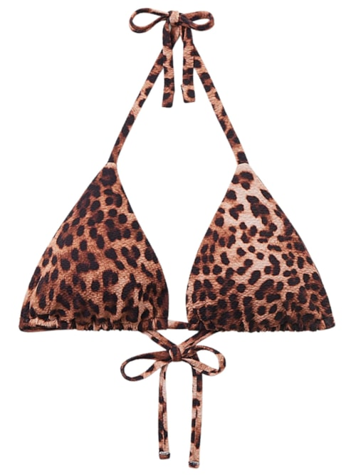 Parte De Cima De Biquíni Cortininha Classic Animal Print - Marrom Parte De Cima De Biquíni Cortininha Classic Animal Print - Marrom