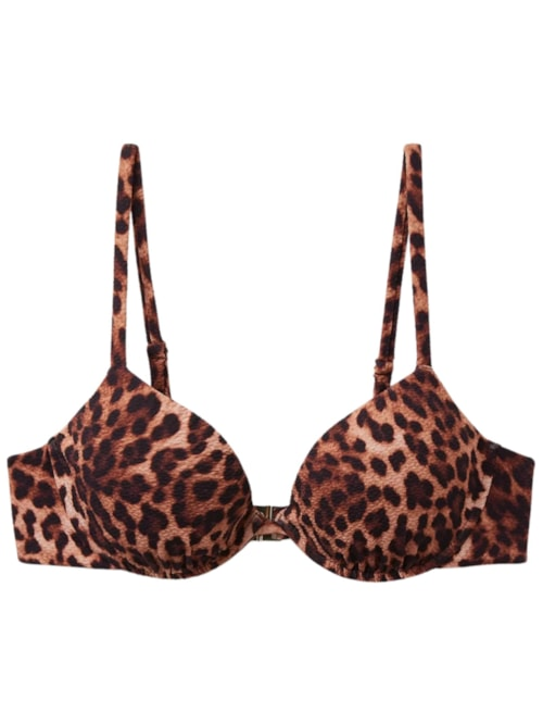 Parte De Cima De Biquíni Push-Up Classic Animal Print - Marrom Parte De Cima De Biquíni Push-Up Classic Animal Print - Marrom