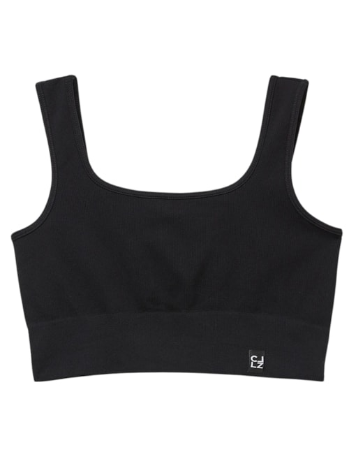 Top Esportivo Canelado Sem Costuras - Preto