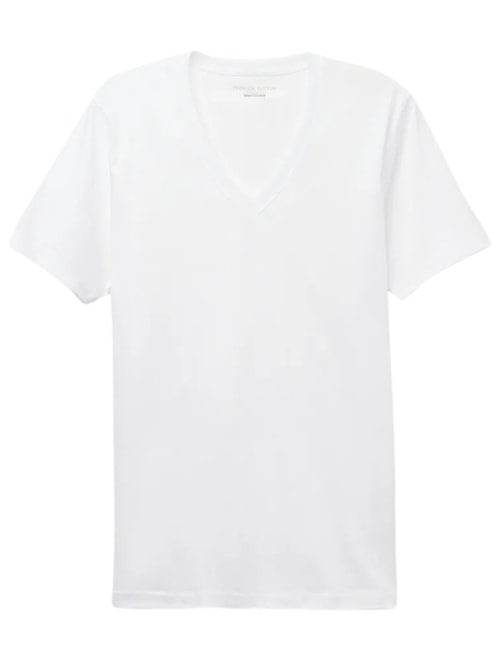 Camiseta Com Decote v Em Algodão Premium - Branco