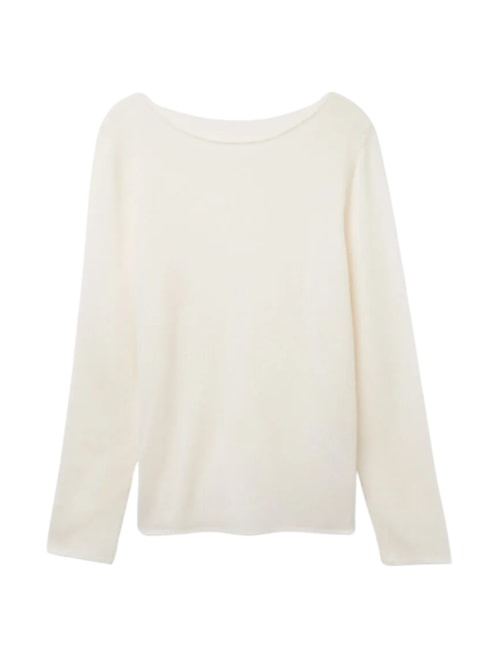 Blusa De Manga Comprida 100% Cashmere - Marfim Blusa De Manga Comprida 100% Cashmere - Marfim