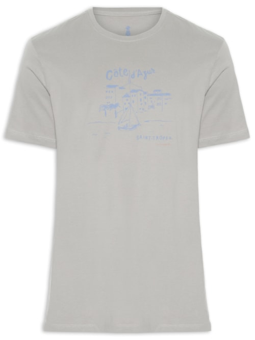 Camiseta Masculina Estampada Côte D'Azur - Cinza