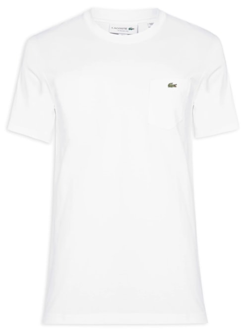 Camiseta Masculina Clássic Fit Com Bolso No Peito Em Algodão Orgânico - Branco Camiseta Masculina Clássic Fit Com Bolso No Peito Em Algodão Orgânico - Branco