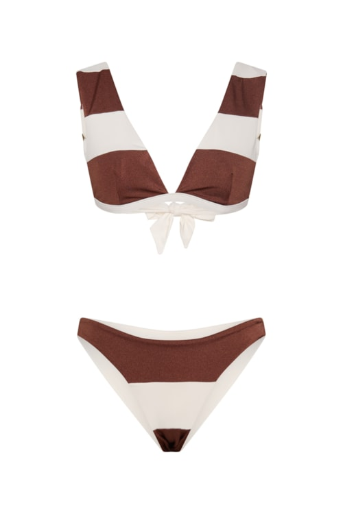 Top biquíni Halter Marinière - Cappuccino Top biquíni Halter Marinière - Cappuccino