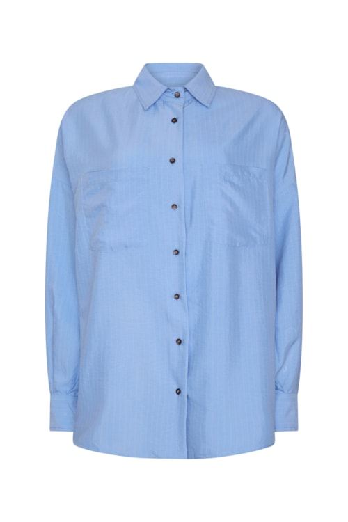Camisa Risca De Giz - Azul