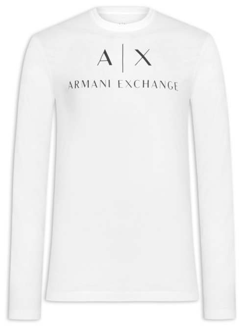Camiseta Masculina Manga Longa Slim Fit AX - Branco Camiseta Masculina Manga Longa Slim Fit AX - Branco
