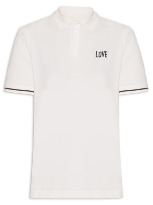 Polo Feminina Bordado - Branco Polo Feminina Bordado - Branco