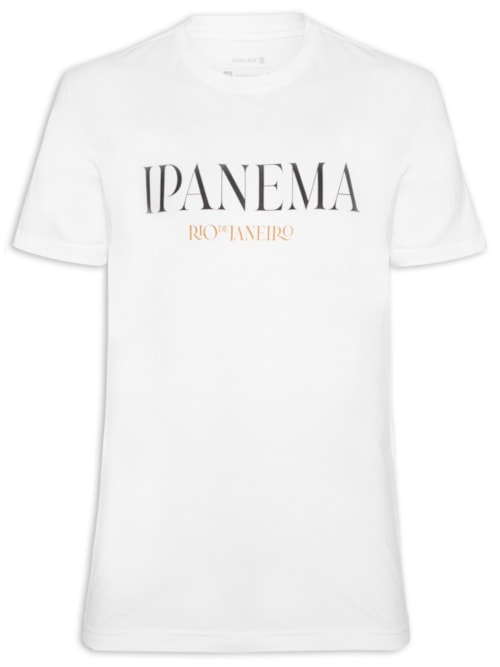 Camiseta Masculina Manga Curta Gola Careca Vintage Ipanema Serifado - Branco Camiseta Masculina Manga Curta Gola Careca Vintage Ipanema Serifado - Branco
