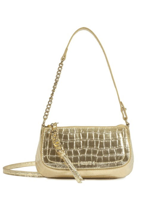 Bolsa Feminina Tiracolo Pequena Croco - Dourado