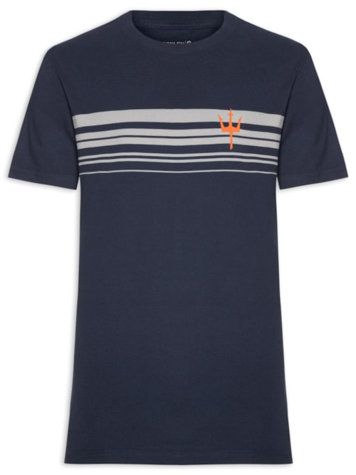 Camiseta Masculina Manga Curta Vintage Listrado Surfing - Azul Camiseta Masculina Manga Curta Vintage Listrado Surfing - Azul