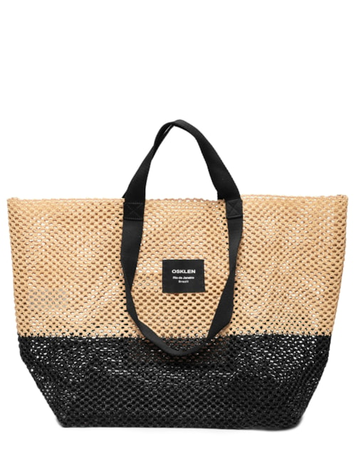 Bolsa Feminina Tote Tela Large Bicolor - Bege Bolsa Feminina Tote Tela Large Bicolor - Bege