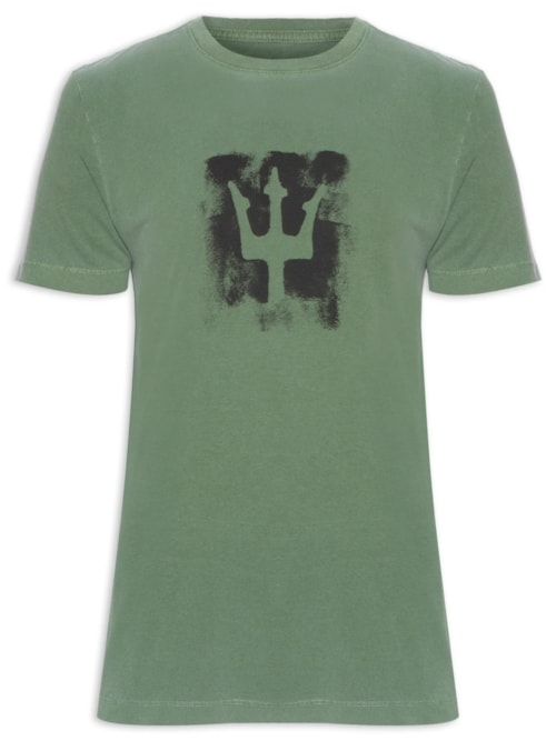 Camiseta Masculina Manga Curta Stone Tridente Brush - Verde Camiseta Masculina Manga Curta Stone Tridente Brush - Verde