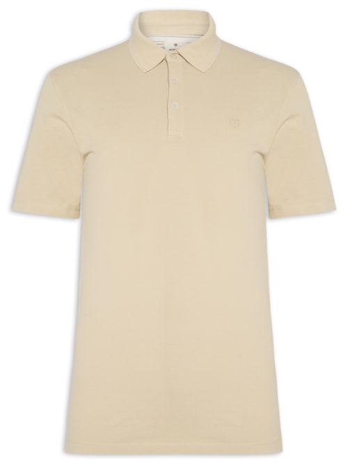 Polo Masculina Regular Fit Logo Bordado - Bege