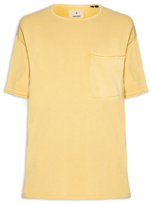 Camiseta Masculina Básica Relaxed Fit Com Bolso - Bege Camiseta Masculina Básica Relaxed Fit Com Bolso - Bege