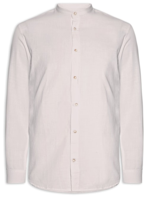Camisa Masculina Comfort Fit Gola Padre - Bege Camisa Masculina Comfort Fit Gola Padre - Bege