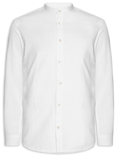 Camisa Masculina Comfort Fit Gola Padre - Branco Camisa Masculina Comfort Fit Gola Padre - Branco