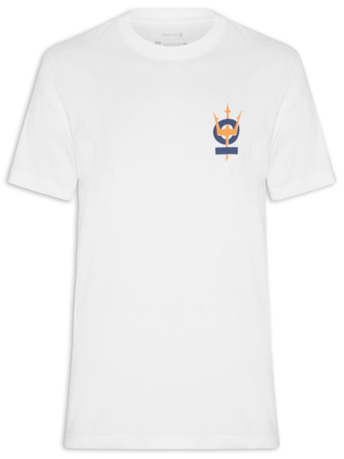 Camiseta Masculina Manga Curta Gola Careca Vintage Tridente Oceans - Branco Camiseta Masculina Manga Curta Gola Careca Vintage Tridente Oceans - Branco