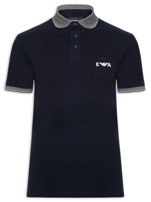 Polo Masculina Manga Curta Friso Listrado - Azul Polo Masculina Manga Curta Friso Listrado - Azul