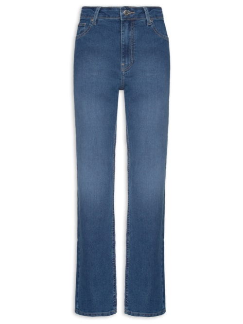 Calça Feminina Classic Straight RW Mid Blue - Azul