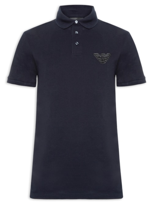 Polo Masculina Manga Curta Aguia EA Bordado - Azul