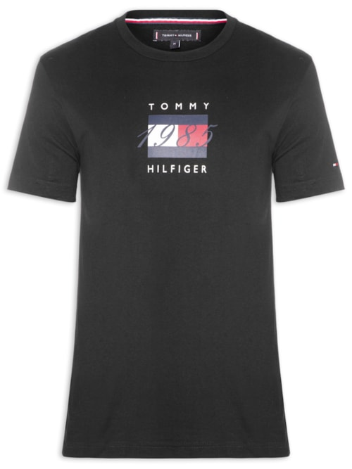 Camiseta Masculina Regular Fit Linear Flag Graphic - Preto Camiseta Masculina Regular Fit Linear Flag Graphic - Preto