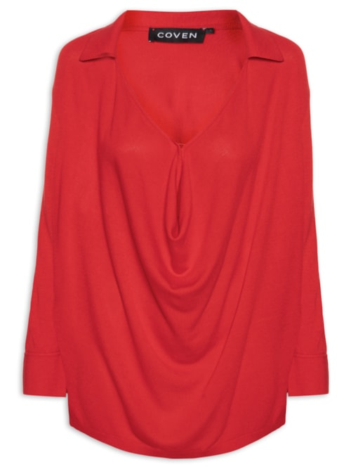 Blusa Feminina Tricot Degagê - Vermelho Blusa Feminina Tricot Degagê - Vermelho