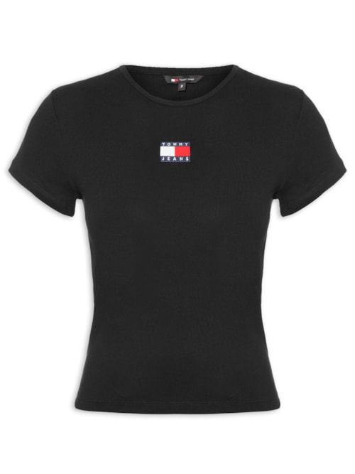 Camiseta Feminina Tjw Slim Badge Rib Tee - Preto Camiseta Feminina Tjw Slim Badge Rib Tee - Preto