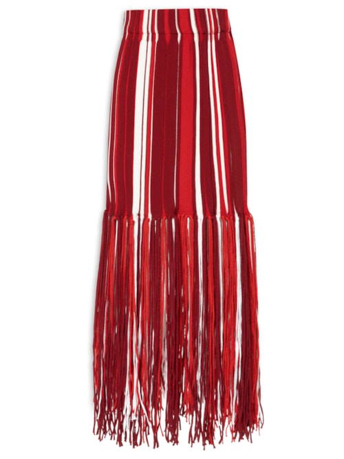 Saia Feminina Com Franjas Em Tricot - Vermelho Saia Feminina Com Franjas Em Tricot - Vermelho