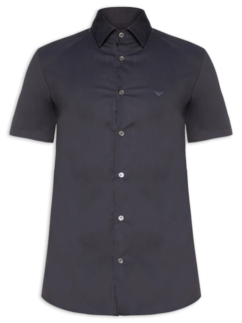 Camisa Masculina Manga Curta Logo - Azul