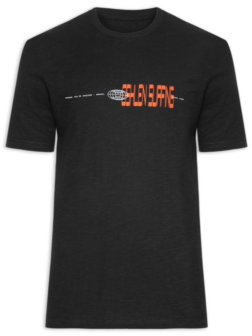 Camiseta Masculina Manga Curta Gola Careca Organic Rough Surfing Glitch - Preto Camiseta Masculina Manga Curta Gola Careca Organic Rough Surfing Glitch - Preto