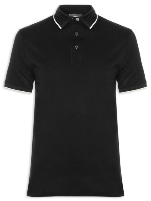 Polo Masculina EA Relevo Gola - Preto Polo Masculina EA Relevo Gola - Preto
