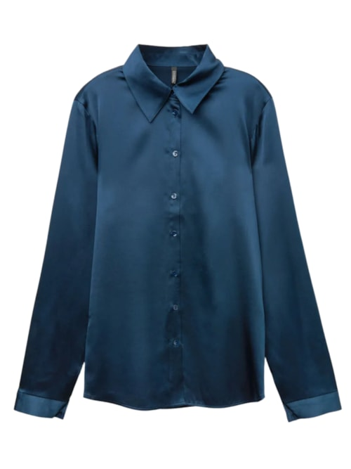 Camisa Em Seda - Azul Camisa Em Seda - Azul