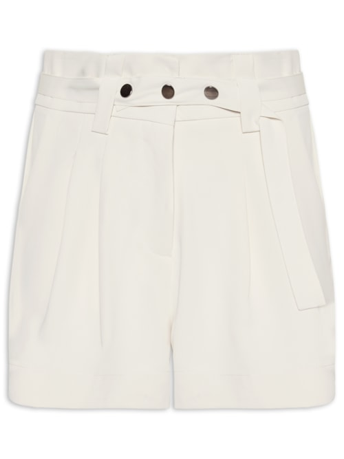 Short Feminino Alfaiataria Com Cinto - Off White
