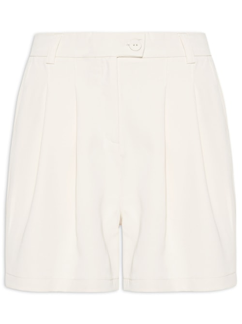 Short Feminino Alfaiataria Com Pregas - Off White Short Feminino Alfaiataria Com Pregas - Off White