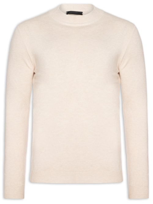 Suéter Masculino Gola Redonda Casual - Bege Suéter Masculino Gola Redonda Casual - Bege
