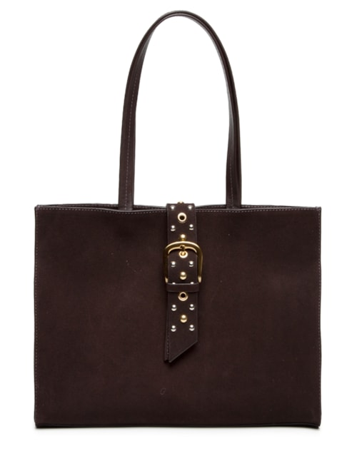 Bolsa Feminina Tote Thaila Grande Camurça - Marrom