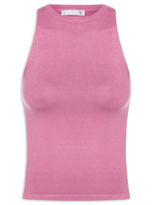 Regata Feminina Gola Redonda Em Tricot - Rosa Regata Feminina Gola Redonda Em Tricot - Rosa