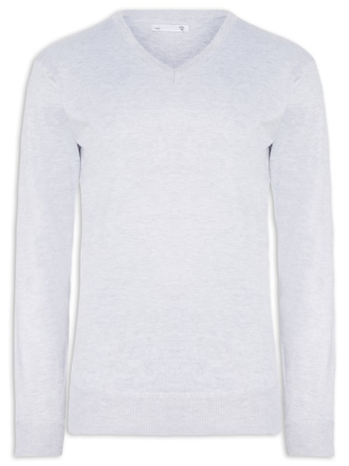 Suéter Masculino Gola V - Cinza