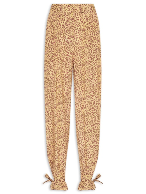 Calça Punho Amarração Estampada - Marrom Calça Punho Amarração Estampada - Marrom