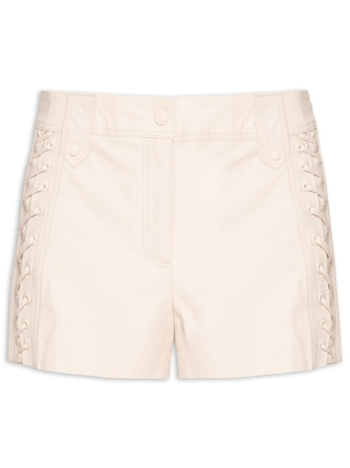 Short De Couro Curto Ilhoses - Bege