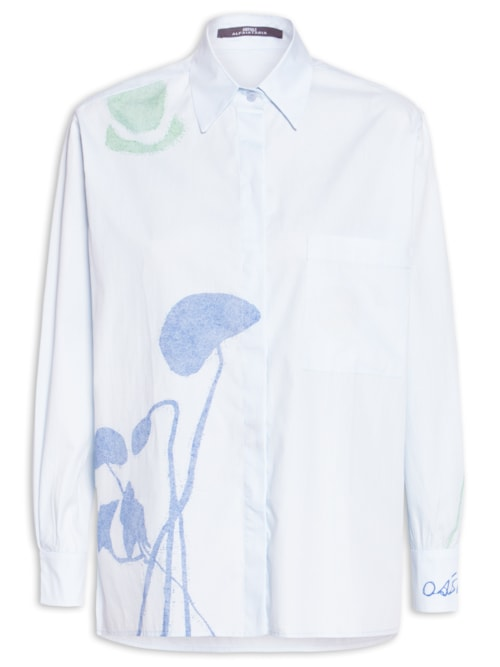 Camisa Feminina Paisagem Oasis - Azul Camisa Feminina Paisagem Oasis - Azul