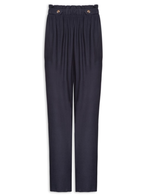 Calça Feminina Reta Com Bolso - Azul Calça Feminina Reta Com Bolso - Azul